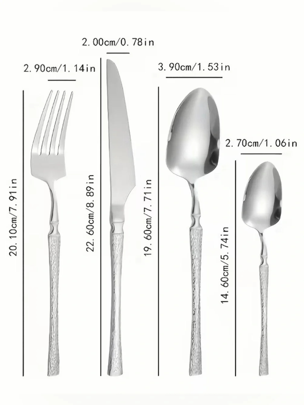 16-Piece Silver Textured Flatware Set for 4 Modern Elegant Cutlery
